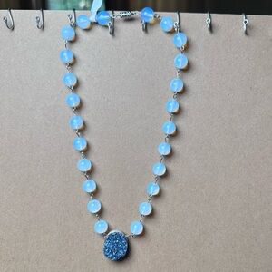 Blue Druzy and Opalite necklace handmade one of a kind